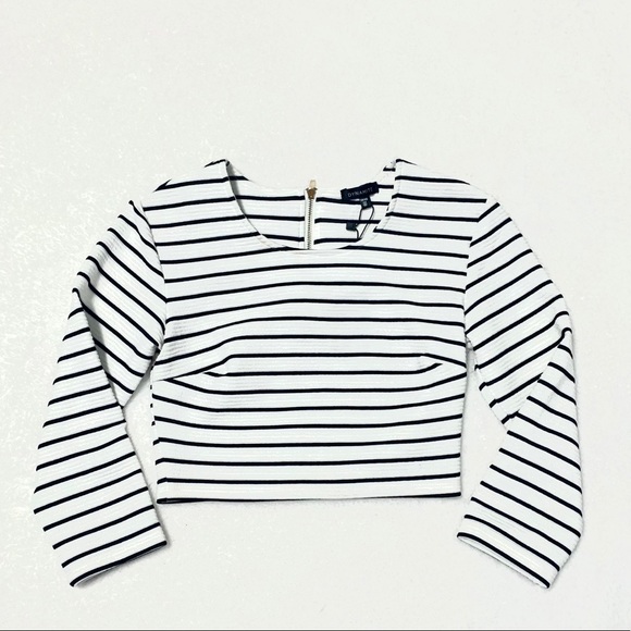 Dynamite Tops - NWT Black and White Striped Dynamite Crop Top